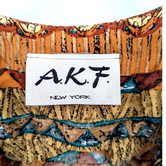 Vtg Nefertiti Egyptian Sleeveless Front Button Blouse Sz S A.K.F. New York Boho - Picture 3 of 6